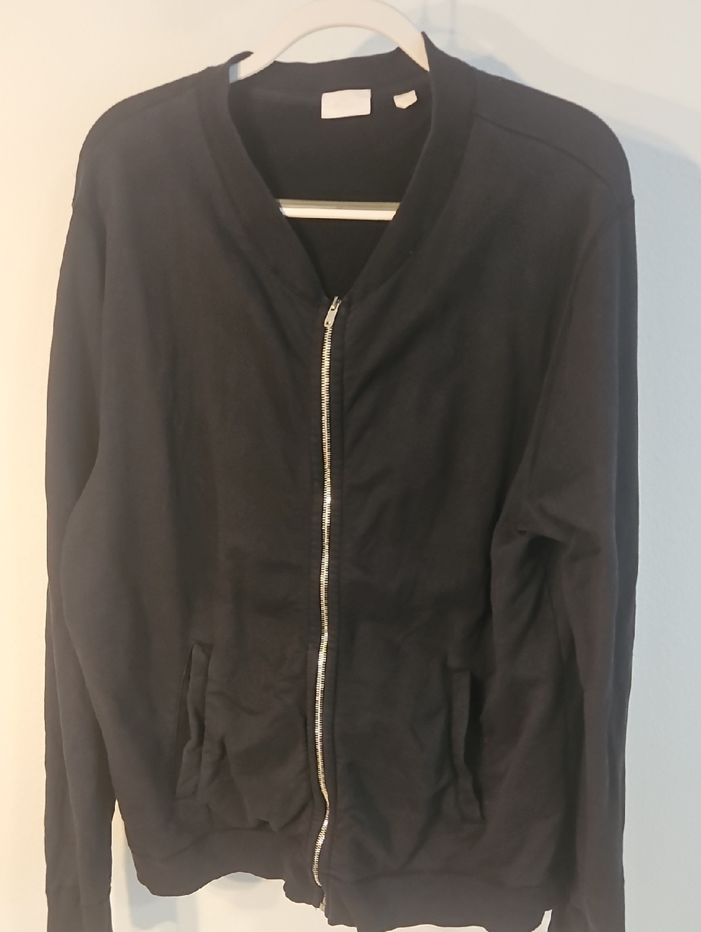 Handaerk Men's Black Zip-Front Sweater Jacket - Classic Casual Sz XXL